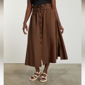 NWT Everlane Easy-Button Front Skirt - Size M - Espresso Brown